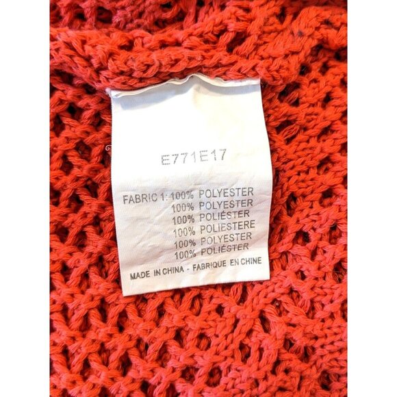 Molly Bracken Open Knit Sweater Cropped Boxy Womens One Size Orange Lagenlook - Picture 5 of 6